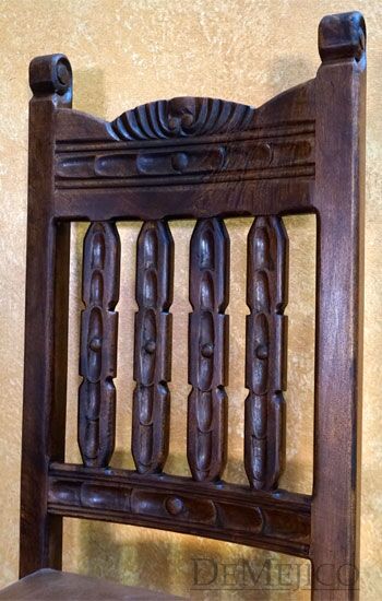Spanish Carved Kitchen Chair, Silla Santa Fe