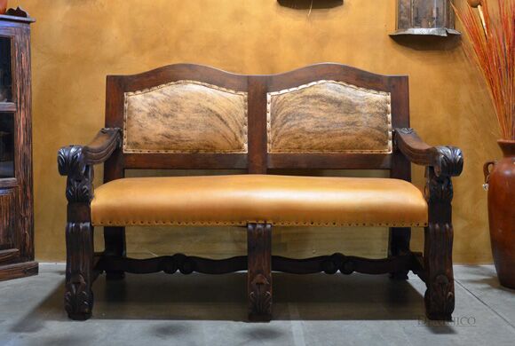 spanish leather bench