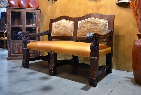 spanish leather bench