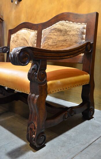 spanish leather bench