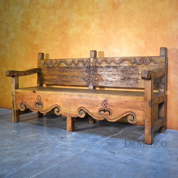 Banca Guadalajara, Spanish Colonial Bench, Spanish Carved Bench, Outdoor Patio Bench