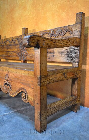 Banca Guadalajara, Spanish Colonial Bench, Spanish Carved Bench, Outdoor Patio Bench