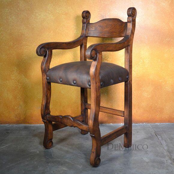 Haciendita Barstool with Arms, Spanish Barstool, Hacienda Style, Spanish Style Bar