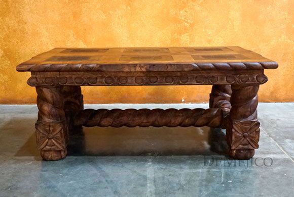 tooled leather coffee table