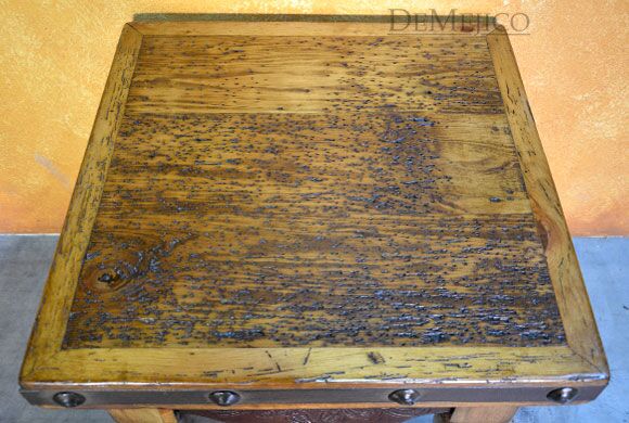 Cincel Agave Spanish End Table, Leather End Table