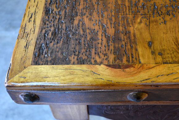 Cincel Agave Spanish End Table, Leather End Table