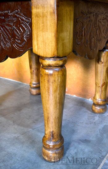 Cincel Agave Spanish End Table, Leather End Table