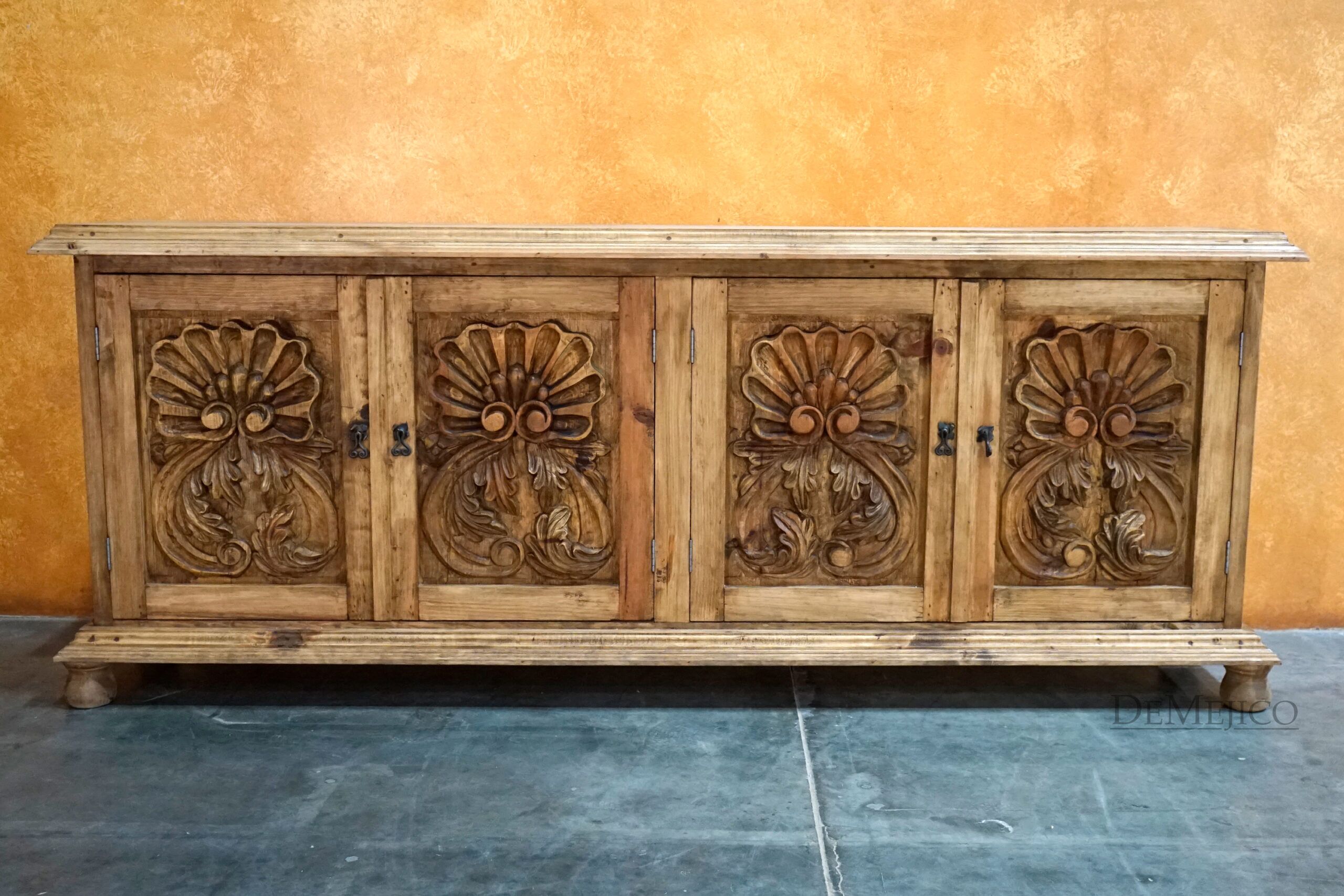 Concha Colonial Buffet, Hand Carved Buffet - Demejico