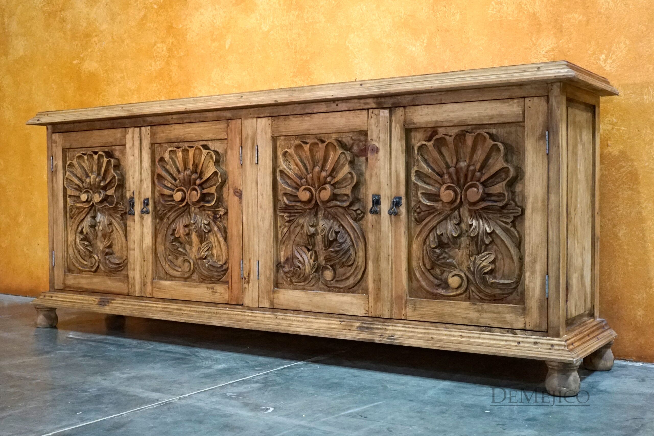 Concha Colonial Buffet, Hand Carved Buffet - Demejico