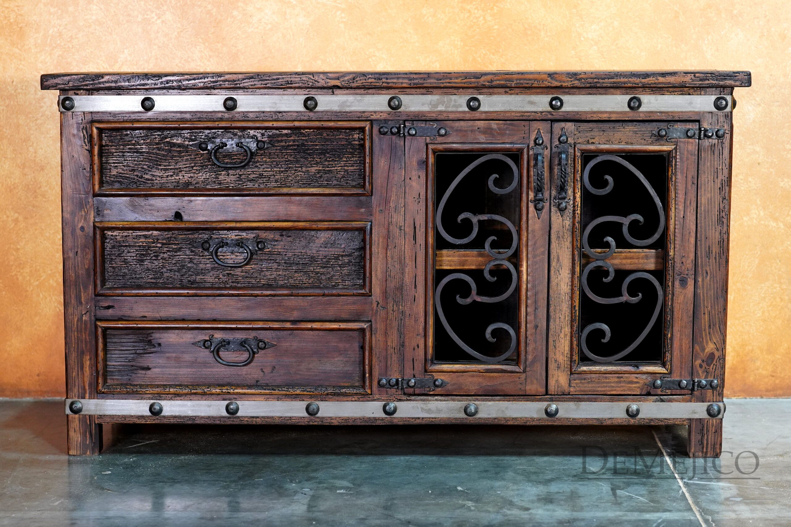 Alamo TV Stand Especial, Reclaimed Wood TV Stand, Spanish TV Stand