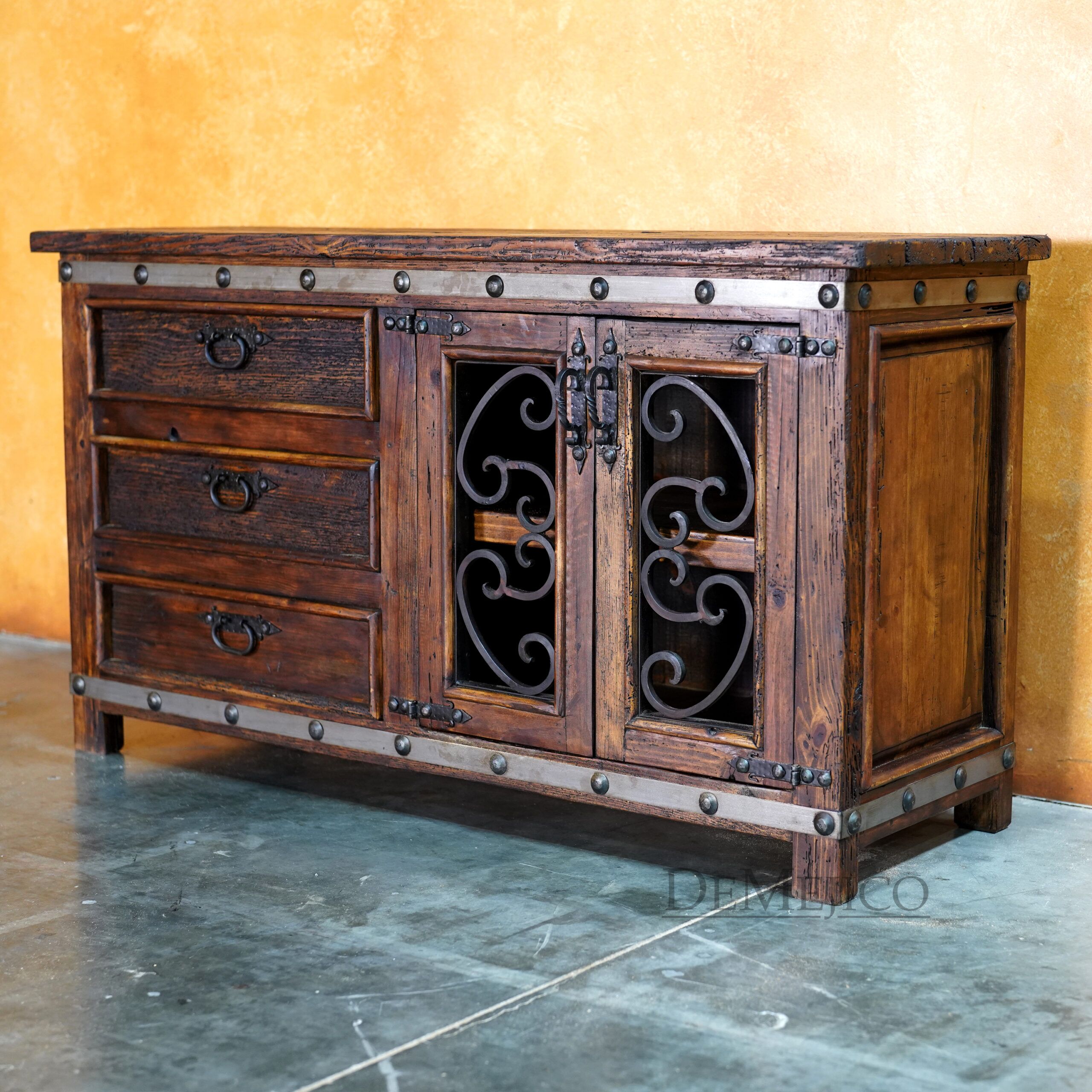Alamo TV Stand Especial, Reclaimed Wood TV Stand, Spanish TV Stand