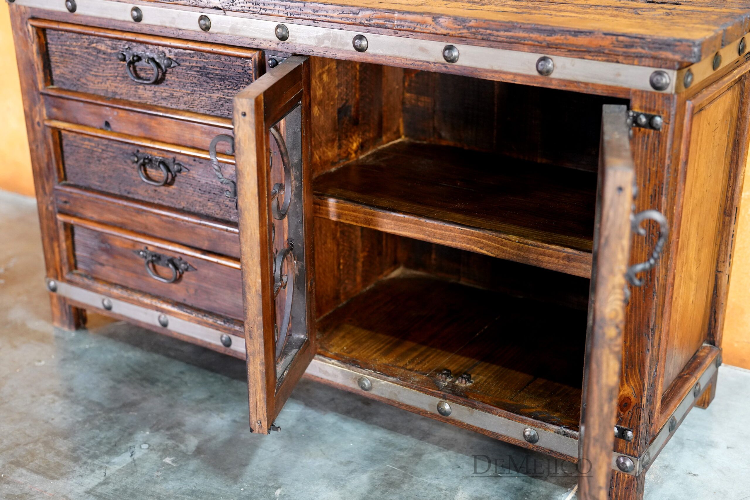Alamo TV Stand Especial, Reclaimed Wood TV Stand, Spanish TV Stand