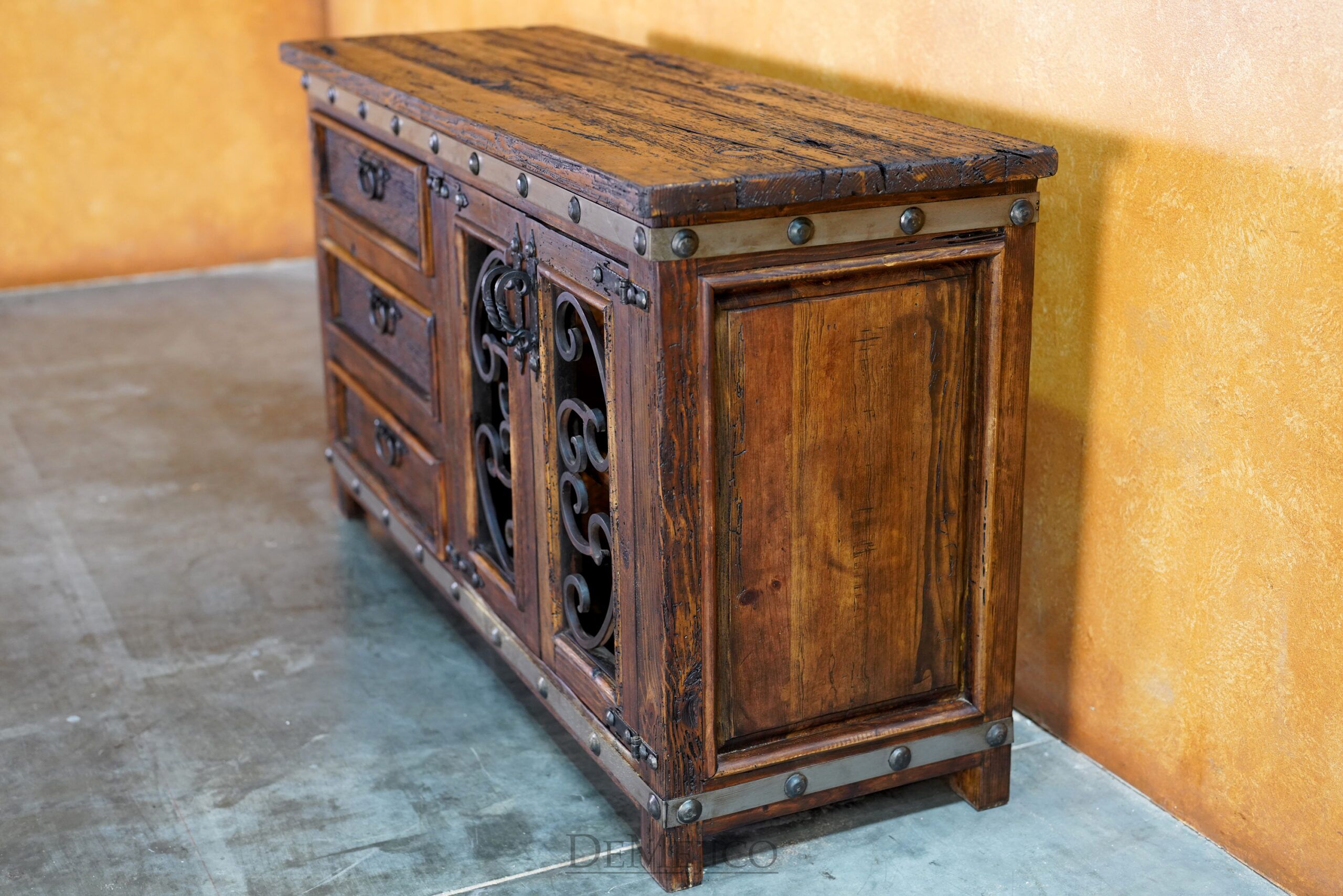 Alamo TV Stand Especial, Reclaimed Wood TV Stand, Spanish TV Stand