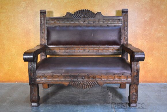 Santa Fe Bench, Carved Benches, Mexican Benches, Southwest Furniture, Mexican Furniture