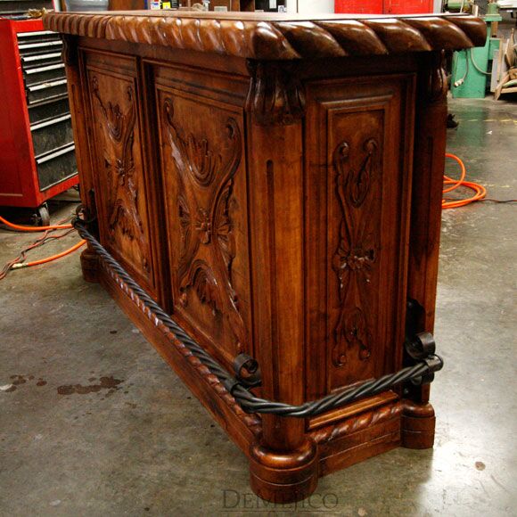 Luis Quince Bar, Spanish Colonial Bar, Carved Bar