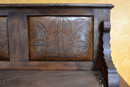 Spanish Poster Bench, Leather Entry Bench, Foyer Bench, Spanish Entry Bench