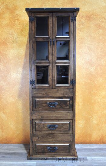 Small Alamo Hutch, Small Spanish Hutch, Glass Panel Hutch