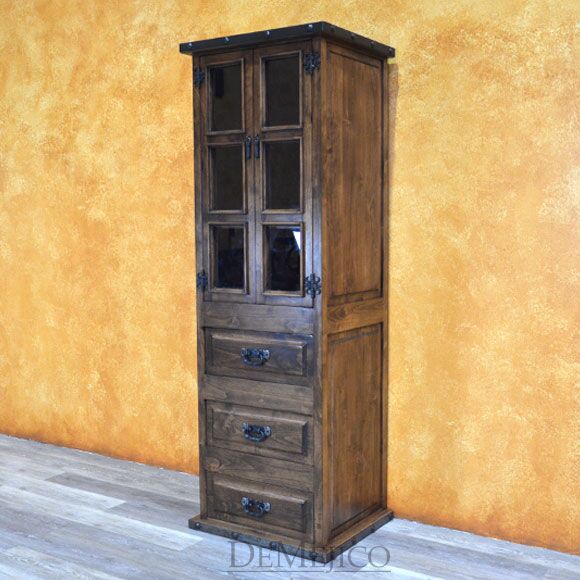 Small Alamo Hutch, Small Spanish Hutch, Glass Panel Hutch