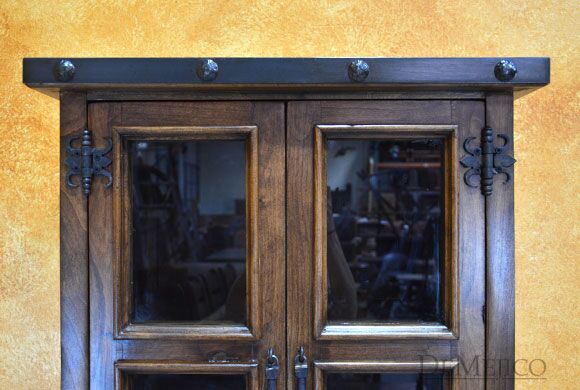 Small Alamo Hutch, Small Spanish Hutch, Glass Panel Hutch