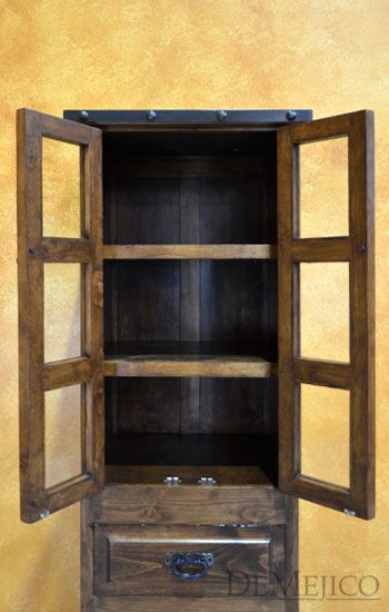 Small Alamo Hutch, Small Spanish Hutch, Glass Panel Hutch
