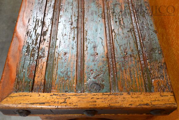 Hacienda Copper Console Table, Rustic Console Table, Old Door Console Table