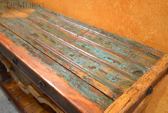 Hacienda Copper Console Table, Rustic Console Table, Old Door Console Table