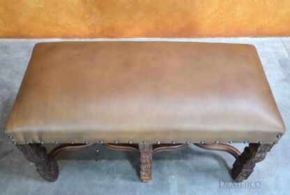 Small Banca Cristy, Spanish Leather Bench, Bedroom Bench
