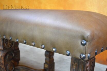 Small Banca Cristy, Spanish Leather Bench, Bedroom Bench