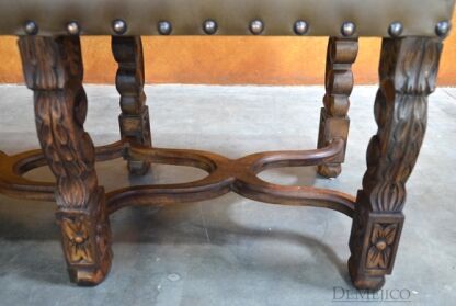 Small Banca Cristy, Spanish Leather Bench, Bedroom Bench