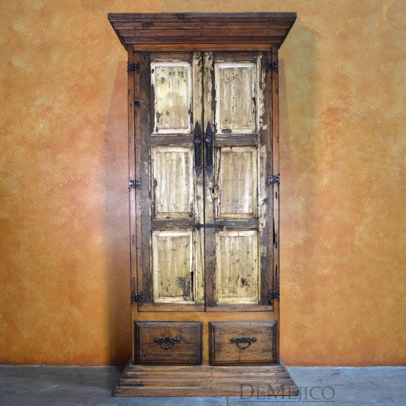 Rustic Armoire, Tall Armoire, Antique Old Door Armoire