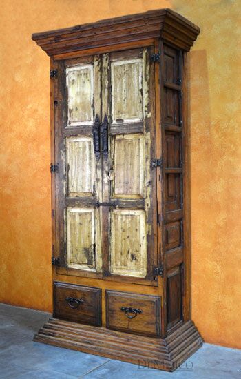Rustic Armoire, Tall Armoire, Antique Old Door Armoire