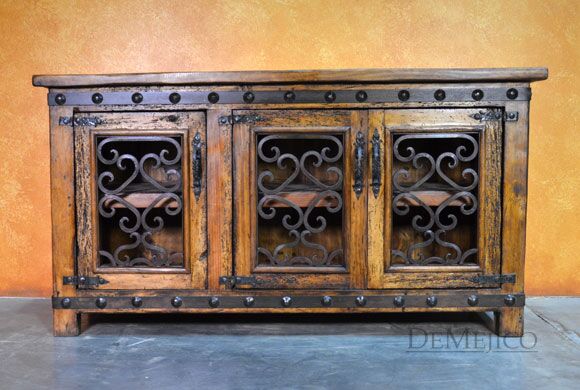 Espanola TV Stand, Spanish Entertainment Center, Reclaimed Wood TV Stand