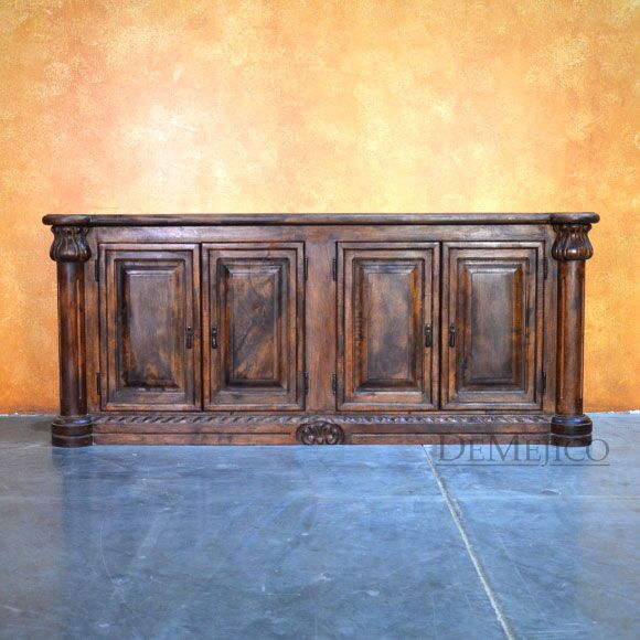 4 Door Concha Spanish TV Stand, Old World TV Stand