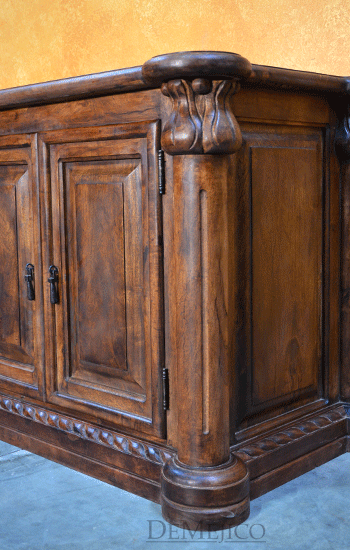 4 Door Concha Spanish TV Stand, Old World TV Stand
