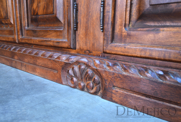 4 Door Concha Spanish TV Stand, Old World TV Stand