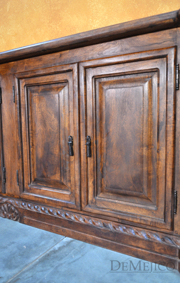 4 Door Concha Spanish TV Stand, Old World TV Stand