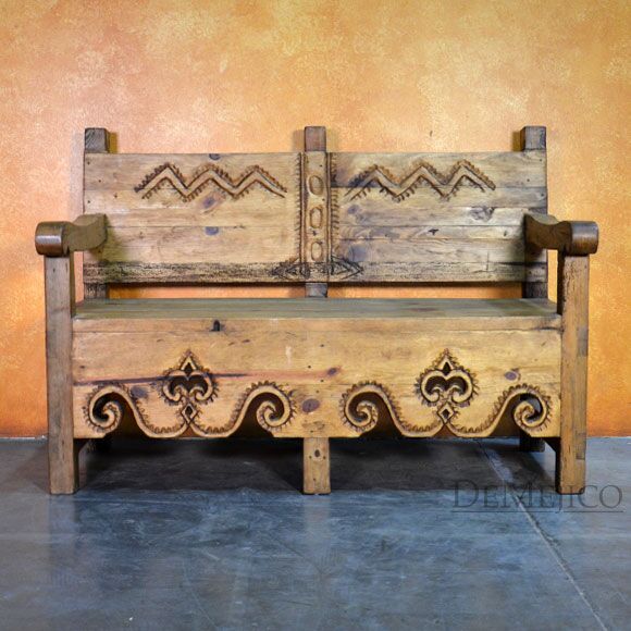 60" Banca Guadalajara, Spanish Colonial Bench, Outdoor Patio Bench