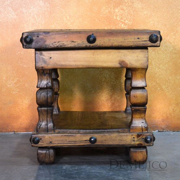 Colonial End Table Especial, Old Door Spanish End Table