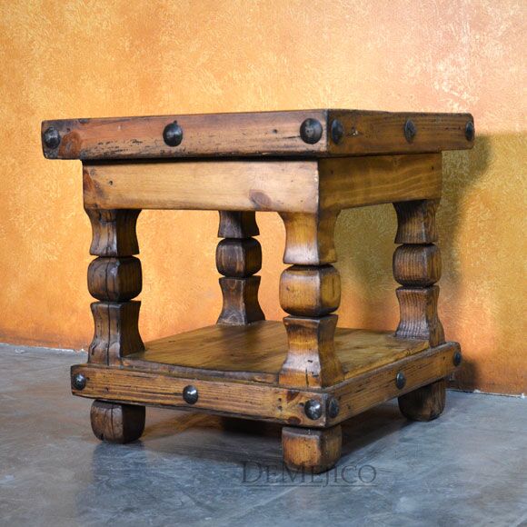 Colonial End Table Especial, Old Door Spanish End Table
