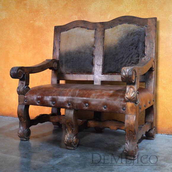 Double Hoja Spanish Leather Bench, Spanish Bench
