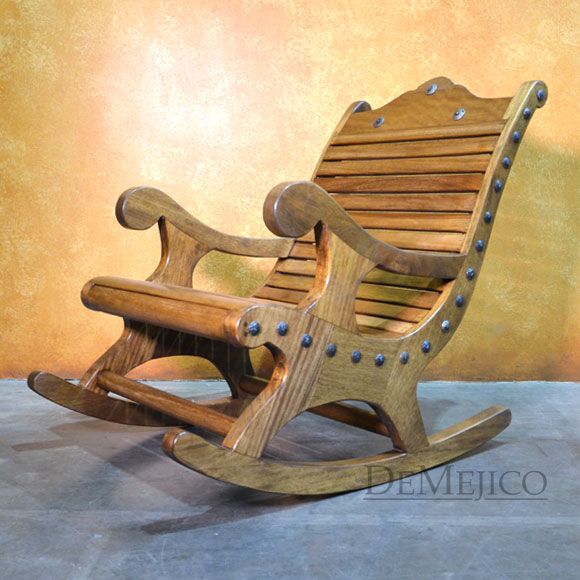 Custom Mahogany Rocking Chair, Custom Rustic Rocking Chair, Spanish Chairs