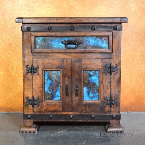 Mesquite Chapital Spanish Style Nightstands, Southwest Nightstand