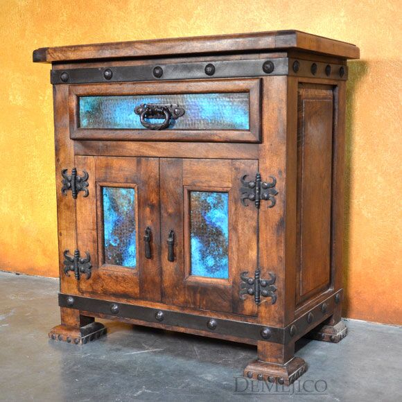 Mesquite Chapital Spanish Style Nightstands, Southwest Nightstand