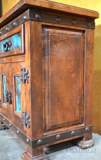 Mesquite Chapital Spanish Style Nightstands, Southwest Nightstand