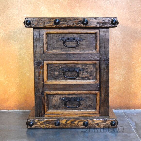 3 Drawer Hacienda Nightstand, Old World Nightstand, Rustic Nightstand