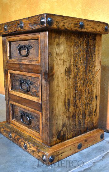 3 Drawer Hacienda Nightstand, Old World Nightstand, Rustic Nightstand