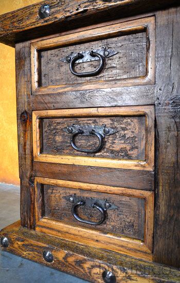 3 Drawer Hacienda Nightstand, Old World Nightstand, Rustic Nightstand