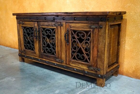 España TV Stand, Spanish Entertainment Center, Reclaimed Wood TV Stand