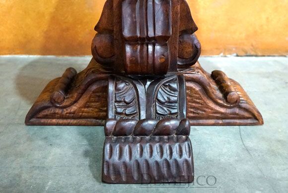 Armida Round Spanish End Table, Carved End Table