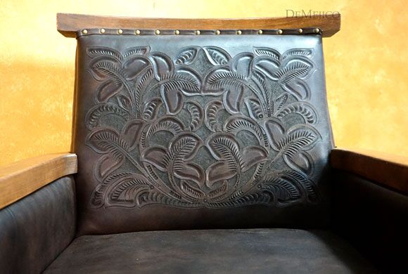 Tooled Agave Spanish Side Chair, Tooled Leather Side Chair